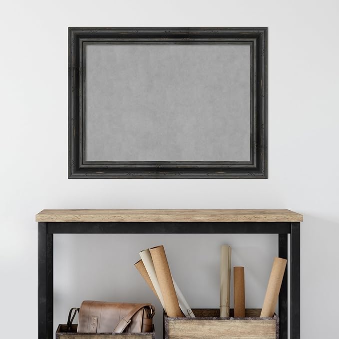 Amanti Art Black Framed Magnetic Board 25x33 Medium Vision Board for use with Magnets, 100% Metal Sheet to Display Items as Office Decor or for Home Organization in mudroom, Kitchen or Kids Room