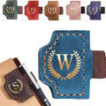 Personalized Mark Bookmark with Pen Holder, Leather Magnetic Book Marker 26 Letters,Custom Initials Page Marks, Gifts for Book Lovers Readers Men Women (Blue, W)
