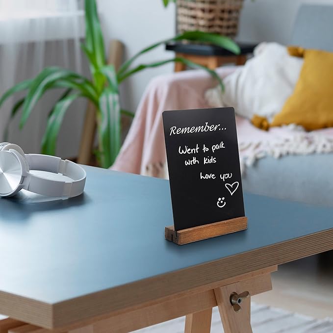 YEEON 3 Pack 8.7x12 in Desktop Small Chalkboard Sign with Wood Base