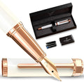 Ellington Pens Luxury Fountain Pen Set - Extra Fine Nib - Includes 3 Ink Cartridges, Refillable Ink Converter, Gift Box - Fountain Pens For Writing, Calligraphy, Journaling, Sketching (Alpine Rose)