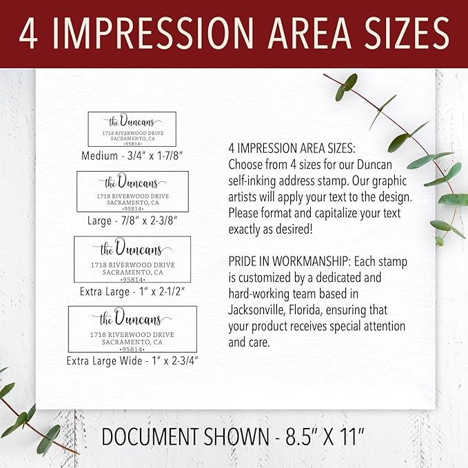 The Duncans Personalized Self-Inking Address Stamp | Envelope Return Address Stamp for Couples and Families | Custom Rubber Address Stamp (2, Xtra Wide)
