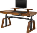 EUREKA ERGONOMIC Standing Desk, 63 inch Executive Desk with Drawers,Modern Trapezoidal Leg Luxury Home Office Computer Desk w Monitor Stand,Red Oak