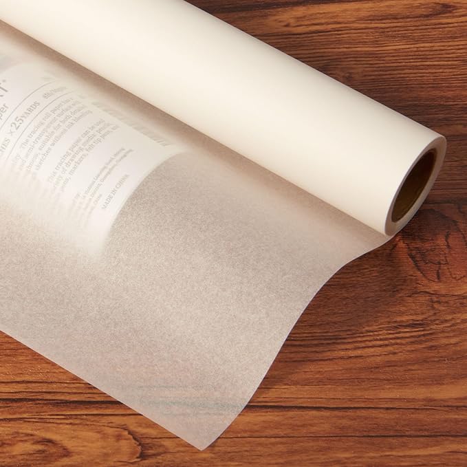 SEMLEART Tracing Paper Roll,17.5-inch x 25yard，White Translucent Vellum,Pattern Paper for Sewing, Drawing, Sketching, Gift Wrapping