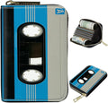 BWEGRHE Cute Credit Card Holder with Zipper, Blue Cassette RFID-Blocking Card Case Small Wallet for Women Men, Multi-slot Card Organizer Case Travel Accordion Wallet