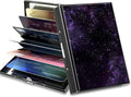 BWEGRHE Slim Credit Card Holder, Purple Galaxy RFID Blocking Metal Wallet for Men & Women, Aluminum Minimalist Hard Case Pocket-Sized Business Cards Organizer (Fits Up to 10 Cards)
