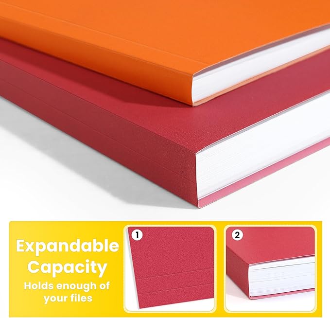SUNEE File Folders, 120 Pack Manilla Folders 8.5 x 11, Colored File Folders Home Office School Supplies for Documents Files Paper, 6 Assorted Colors