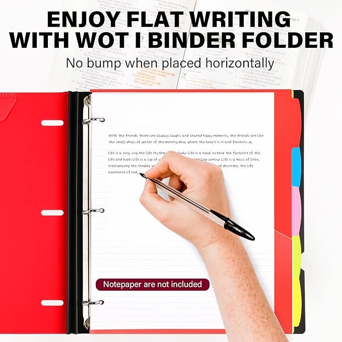 WOT I Telescoping Project Organizer, Refillable Binder with Dividers and Pockets, 13 Pocket Folders, 1 Inch 3 Ring Binder, Red
