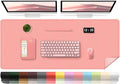 Large Desk Pad 47.2" x 17", Leather Desk Mat Protector, Non-Slip PU Leather Desk Blotter Pad, Large Mouse Keyboard Mat, Waterproof Desk Cover Pad for Office & Home(Sweet Pink)