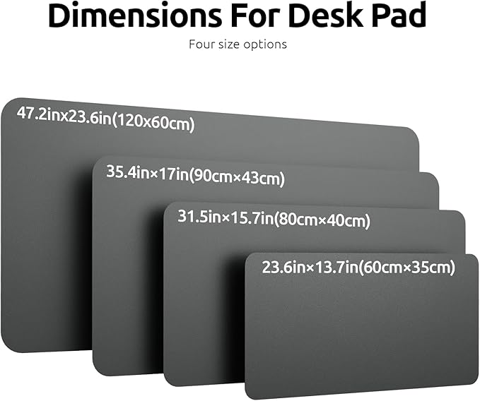 YSAGi Leather Desk Protector, Office Mat, Large Mouse Mat, Non-Slip PU Leather Blotter, Laptop Pad, Waterproof Writing Pad for Office and Home (Dark Grey, 31.5" x 15.8")