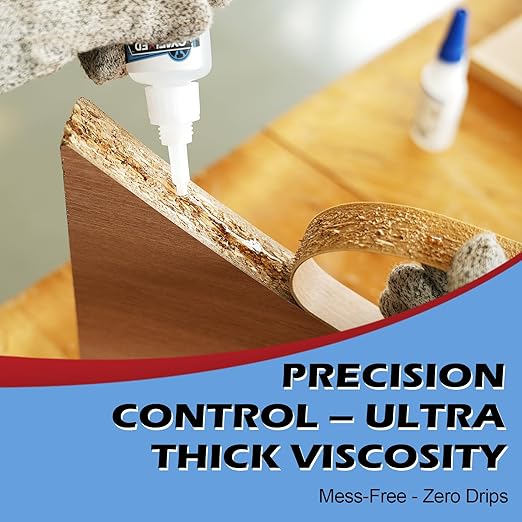 CYAFIXED Professional Grade Cyanoacrylate Super Glue, Ultra Thick Viscosity CA Glue for Woodworking, 4 oz. Value Pack - Instant Adhesive for Woodworking, Gap Filling, Heavy Duty Wood Bonding
