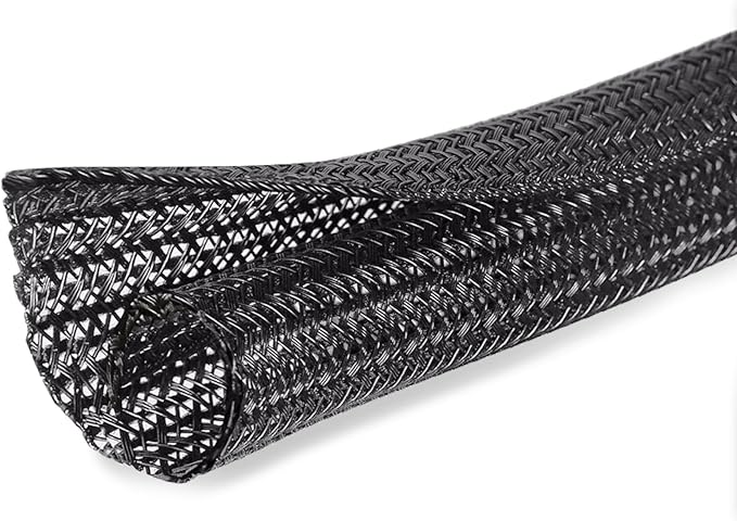 Moxita 25ft - 1 inch Cable Protector Sleeve Split Wire Loom Tubing for Power, Audio, USB, Cord Management for TV, Computer, Protection from Pets Chewing, Black