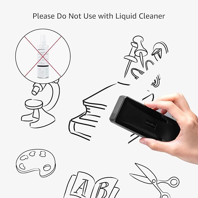 Amazon Basics Dry-Erase Whiteboard Eraser, for School, Office, Home, and Classroom, Black, 4-Pack,