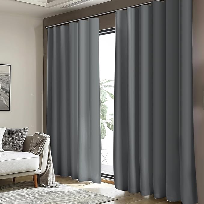 Cbsroro Room Divider Blackout Curtain Track Curtains Wall Dividers Panels Screen for Living Rooms Bedroom Office Privacy Partition Separation, W100 × L108 Inch,1 Panel, Light Grey