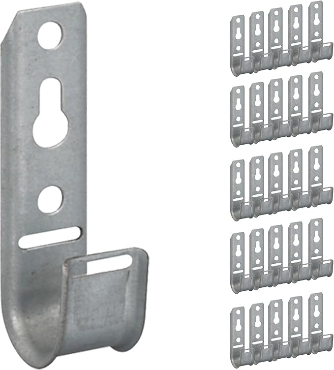 ICC 3/4-Inch Wall Mount J-Hook – 25-Pack, Cable Support Hooks Without Retainer Clips, Galvanized Steel with Zinc Finish – for Structured Cabling and Cable Management