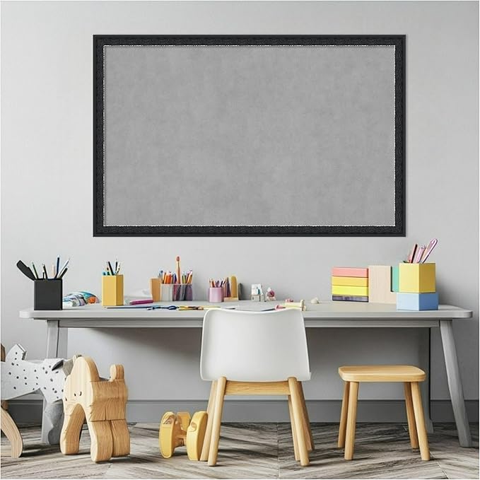 Amanti Art Black Framed Magnetic Board 22x34 Large Vision Board for use with Magnets, 100% Metal Sheet to Display Items as Office Decor or for Home Organization in mudroom, Kitchen or Kids Room