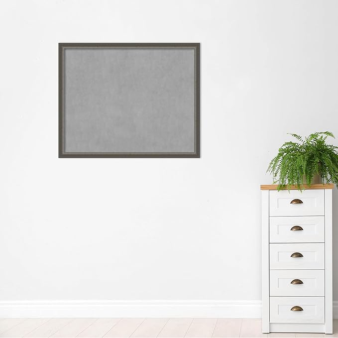 Amanti Art Silver Framed Magnetic Board 35x43 X-Large Vision Board for use with Magnets, 100% Metal Sheet to Display Items as Office Decor or for Home Organization in mudroom, Kitchen or Kids Room