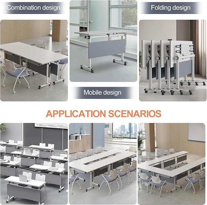 czxhaery Conference Table,Folding Conference Table,Flip Top Mobile Folding Office Conference Room Tables(2Pack120*60 * 75cm)
