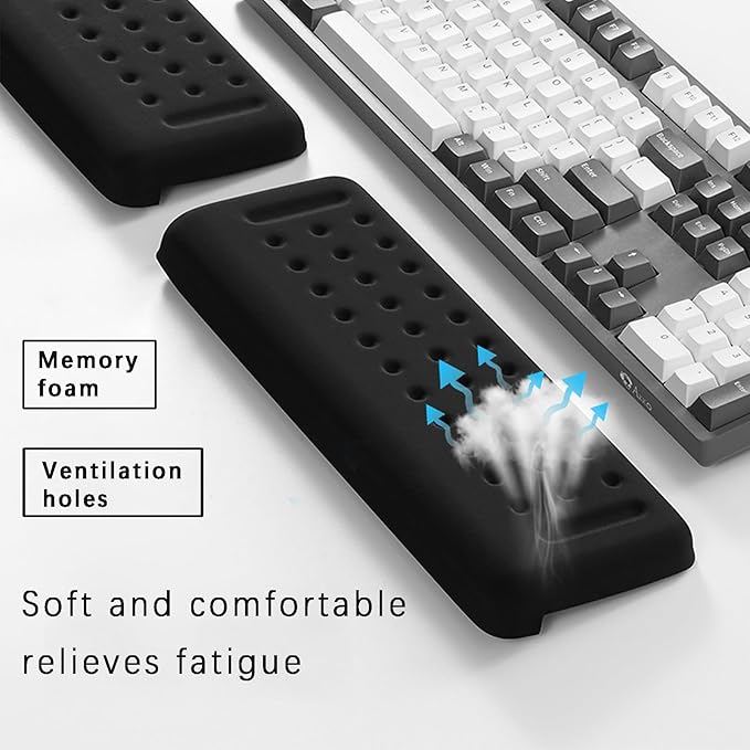 Pack of 2 L-Shaped Wrist Rest Keyboard, Memory Foam Arm Rest Desk, Ergonomic Wrist Rest for Palm, Wrist & Forearm, Office & Home(Black)