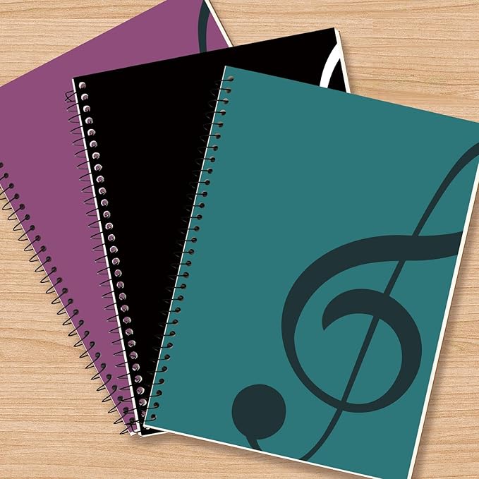 DOMMI Blank Sheet Music Composition Notebook 2 Packs, Manuscript Staff Paper Notebook with 200 Pages 26x19cm, Spiral Bound Music Songwriting Notebook for Songwriters, Musicians, Teachers, Black