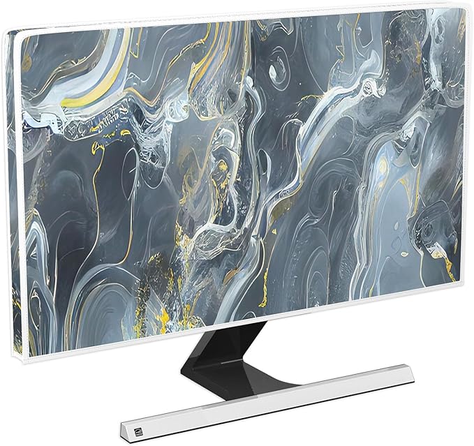 Baocicco Gray Gold Marble Waterproof 80 Inch TV Dust Cover Anti-Static Dustproof Protective Aesthetic Texture Screen TV Covers Full Body Cover for Television Screen Desktop PC LED LCD OLED