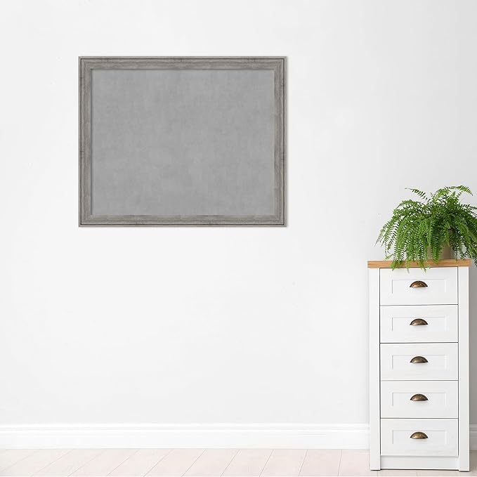 Amanti Art Grey Framed Magnetic Board 37x45 X-Large Vision Board for use with Magnets, 100% Metal Sheet to Display Items as Office Decor or for Home Organization in mudroom, Kitchen or Kids Room