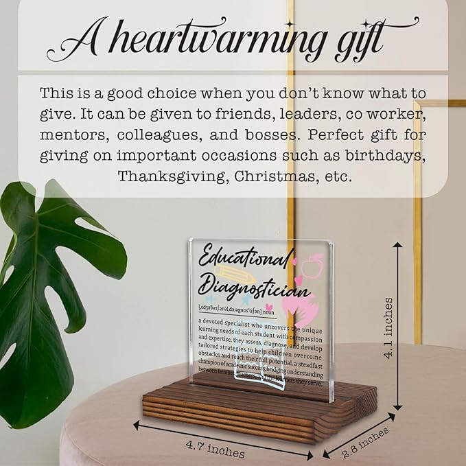 Educational Diagnostician Gifts, Thank You Desk Sign for Special Education Evaluation Staff, Appreciation Plaque for Learning Specialists, Office Decor Recognition PA037