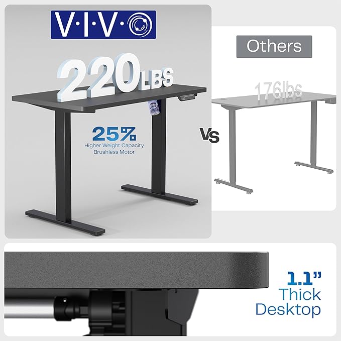 VIVO Electric 43 x 24 in Rustic Standing Desk, Memory Height Adjustment, 1B Series, Holds 220 lbs, One-Piece Vintage Brown Top, White Frame, DESK-KIT-1W4N