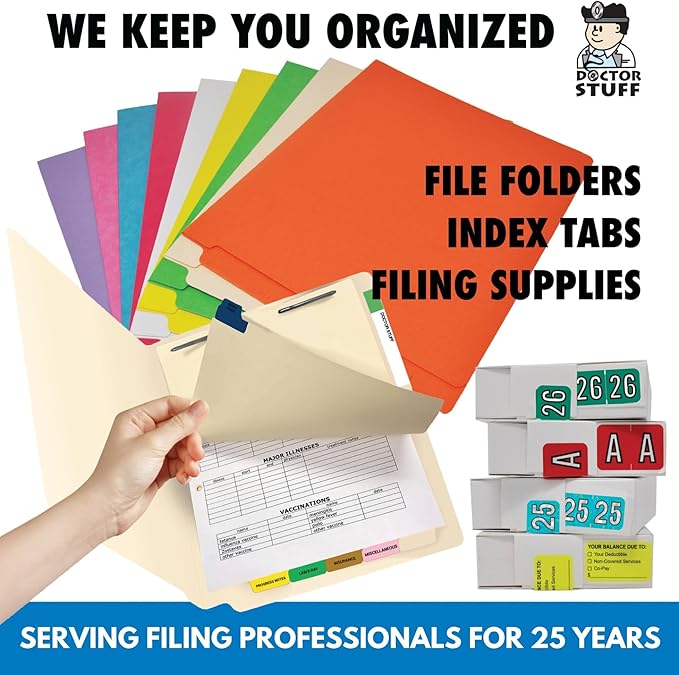 2026 MINI Year Labels, Doctor Stuff 2026 Chart Stickers, Yellow Color Coded, Ames Small Style, USA Made Year Stickers for End Tab File Folders, 500/Roll, 1 Roll, 1/2" x 1-1/2"