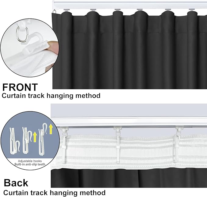 Cbsroro Room Divider Blackout Curtain Track Curtains Wall Dividers Panels Screen for Living Rooms Bedroom Office Privacy Partition Separation, W180 × L108 Inch,1 Panel, Black