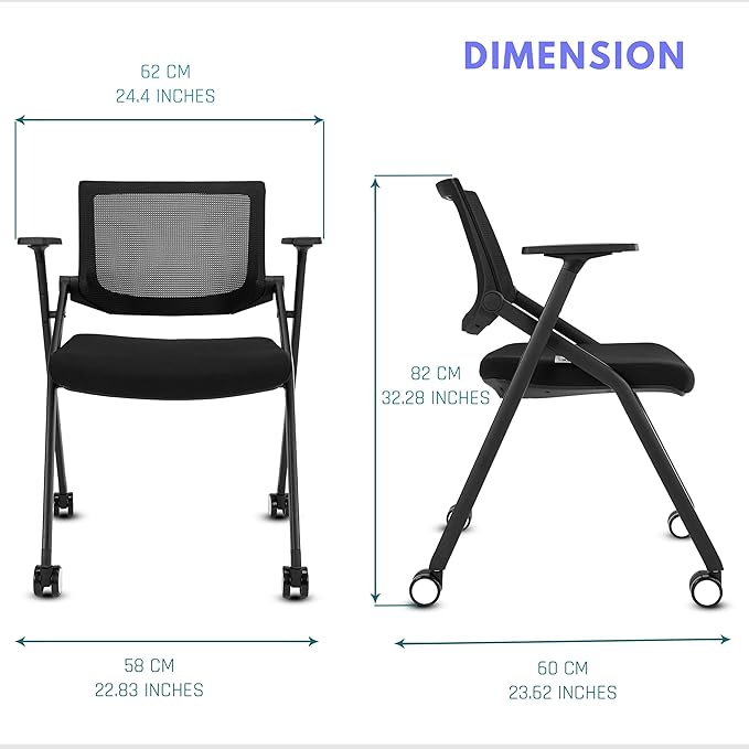 40 Pack Chairs Stackable Conference Room Chairs with Wheels and Paddle, Ergonomic Mesh Back and Arms for Home Office Desk Folding Chairs (20 Boxes)
