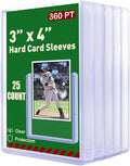 360pt 3"x4" Hard Card Sleeves - 25Pcs Hard Plastic Top Loaders Card Sleeves for Trading Cards, Top Loader Card Holder Fit for Thick Baseball, Basketball, Hockey, Football, Games and Memorbilia Cards