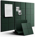 Large Felt Bulletin Board 36"x24", 6-Pack 4-Compartment Wall Organizer, Cork Board Alternative with 60 Removable Adhesive Tabs, Modular Felt Panels for Home Office, Classroom and Study-Pine Green