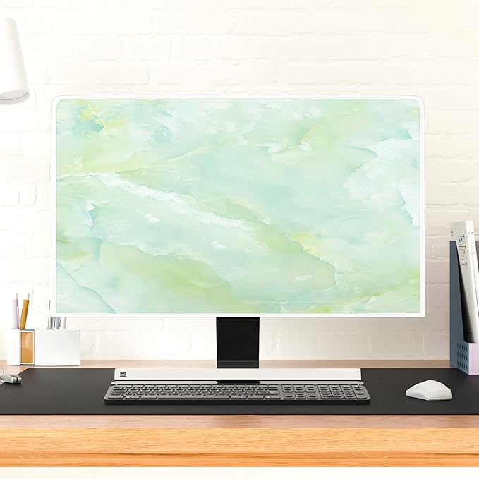 Baocicco Sage Green Marble Waterproof TV Dust Cover 70 Inch Anti-Static Dustproof Abstract Creative Desige Television Accessories TV LCD Screen Texture TV Decoration for Tablet