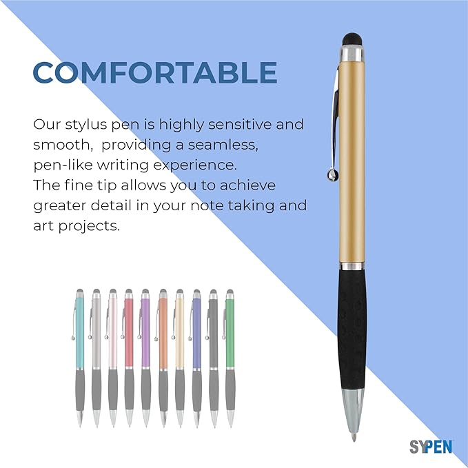 SyPen Personalized Pens With your Custom Logo or Text-600 Pack Bulk-for Businesses, Parties, and Events, 2 in 1 Ballpoint Pen & Stylus Compatible with Touchscreen Devices, Gold Barrel, Black Ink