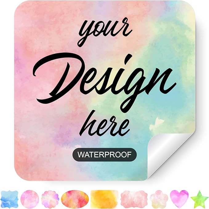 AHEADGOODS Custom Stickers - Personalized Labels, Customized Stickers with Any Design Image Logo Text, 100 Square 3.5"x3.5" Labels, Watercolor, Vinyl, Outdoor, Custom Style