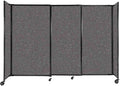 Versare Straightwall Sliding Portable Wall Partition | Freestanding Office Dividers | Locking Wheels | Temporary Room Separator | 7'2'' Wide x 5' Tall Charcoal Gray Fabric Panels