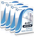 Daofary Acrylic Sign Holder 4 x 6 Inches 4 Pack, Double-Sided Stand up Table Top Paper Holder, Store Sign Holders, Plastic Sign Display for Restaurants, Hotels, Office