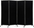 Upgrade Version Room Partition and Divider, Freestanding Rolling Dividers with Wheels,Office Privacy Screen Divider Wall,Classroom Felt Dividers,8'2"L* 6'7"H,4 Panel，Black