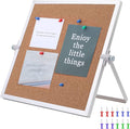 kdafio 9.8"×9.8" Cork Board Bulletin Board, Double Sided Pin Board with Silver Aluminum Border, Desktop Small Cork Board with Stand Suitable for Home, Office, Desk Message Board or Picture Board