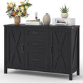 Vabches File Cabinet with 3 Drawers, Farmhouse Lateral File Cabinet Fits Files Letter/A4 Size, Wooden Filing Cabinet with Door and Adjustable Shelves Printer Stand for Home Office, Rustic Black