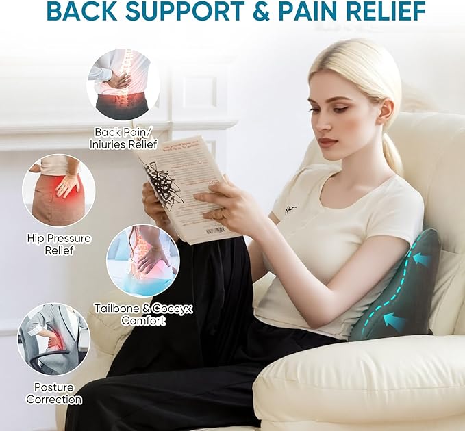 AHUAWA Lumbar Support Pillow for Recliner Chair and Couch, Memory Foam Back Cushion Ergonomic Back Support Pillow for Lower Back Pain Relief, with Soft Velvet