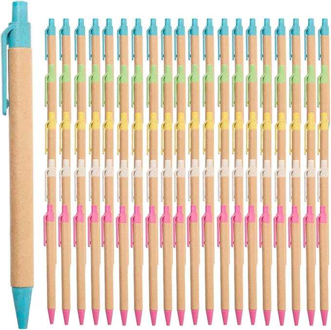 Simply Genius Bulk Retractable Ballpoint Pens - 100 Pack, 1 mm Tip, Black Ink, Multicolor Barrels - Smooth Writing & Comfortable Grip for Office, School & Home