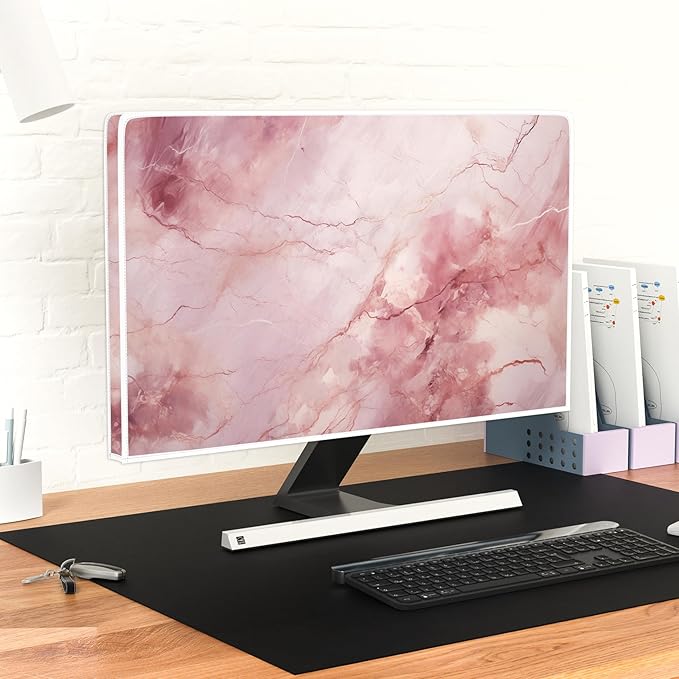 Baocicco Fashion Pink Marble Waterproof Television Cover 55 Inch Full Body Covers for Television Screen Panel Case Computer Sleeve Compatible with PC, Desktop and TV LED LCD OLED