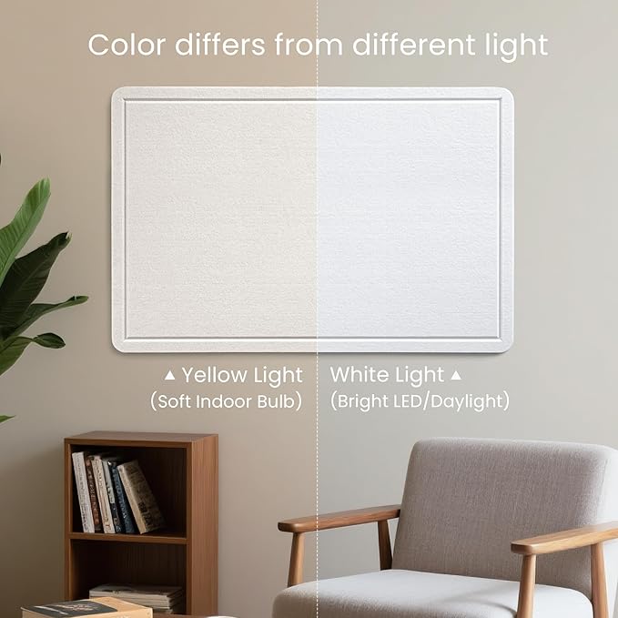 Bulletin Board, 36 x 24 inches Felt Board - Decorative Pin Board, Cork Board Alternative for Wall, 3' x 2' Foldable Self-Adhesive Vision Board Prayer Board with 20 Pushpins - White