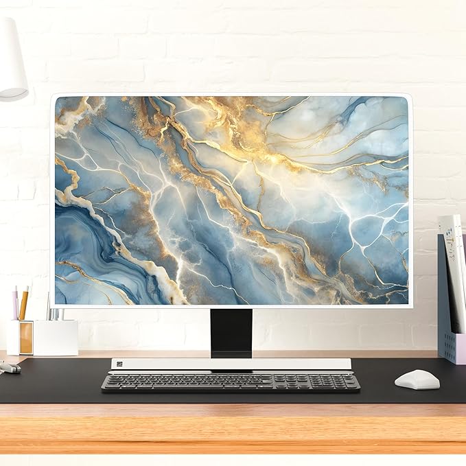 Baocicco Gold Blue Waterproof Screen TV Cover 65 Inch Modern Full Body Covers for Television Screen Panel Case TV Sleeve Compatible with Television LCD LED PC, Desktop and Home TV