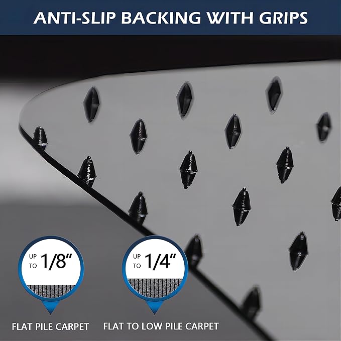 Chair Mat for Carpet, SALLOUS 46" x 60" Office Chair Mat for Carpeted Floors, Heavy Duty Vinyl Floor Mat with Grips, Carpeted Floor Protector Computer Desk Mat for Home Office (Black - 3D Geometric)