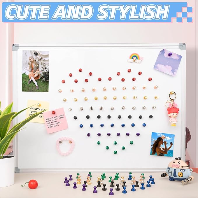 VNDUEEY 20Pcs Fridge Magnets Refrigerator Magnets, Strong Whiteboard Magnets, Small Push Pin Magnets for Whiteboard, Kitchen, Office, Classroom and Map, Silver