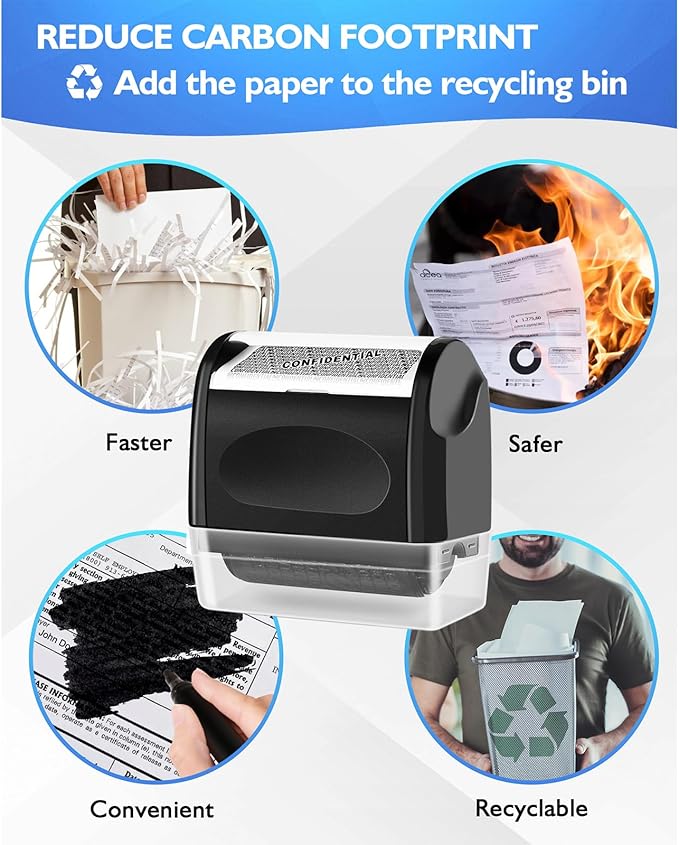 Identity Theft Protection Roller Stamp - Confidential Roller Stamp for Identity Protection & Security Stamp- Blocks Out Privacy Information, Guard Your Address & ID (3 Pack)