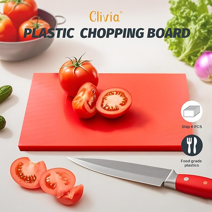 CMI Commercial Grade Cutting Board for Kitchens,Plastic Chopping Board, 18 x 24 x 1/2 Inch, Multi-Color 6 of Pack Set,NSF Certified,for Vegetable Meat or Cheese