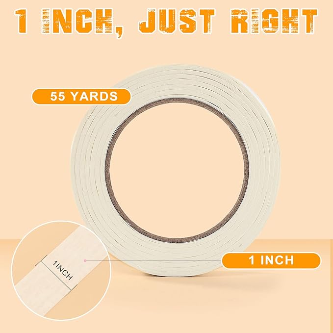 SEBETOW Masking Tape Bulk 1 Inch 20 Packs - White Beige Masking Tapes for General Purpose, Craft, Art, Home, Office, School, 1 Inch x 55 Yards x 20 Rolls